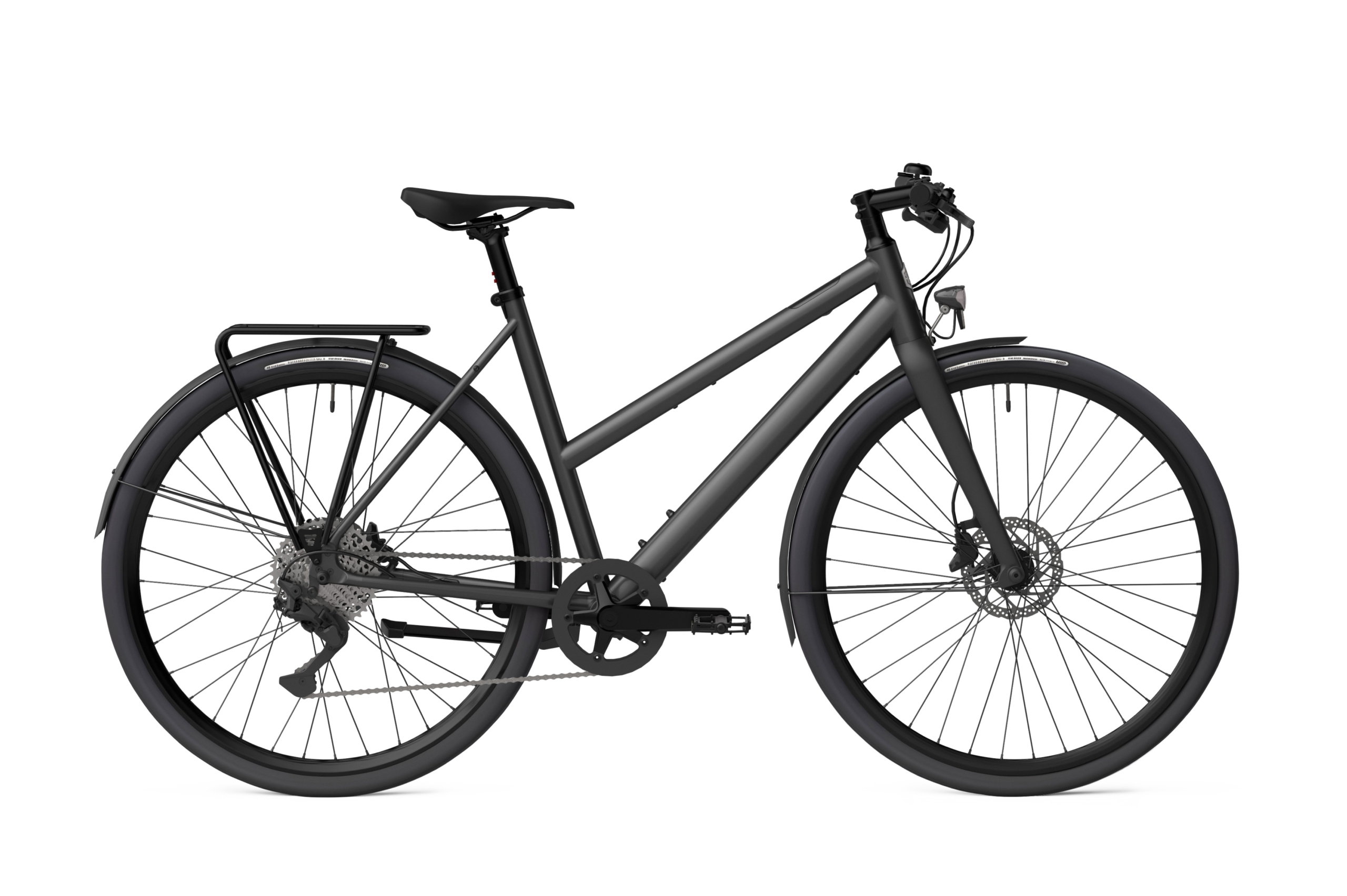 A matte black Ampler Curt e-bike.